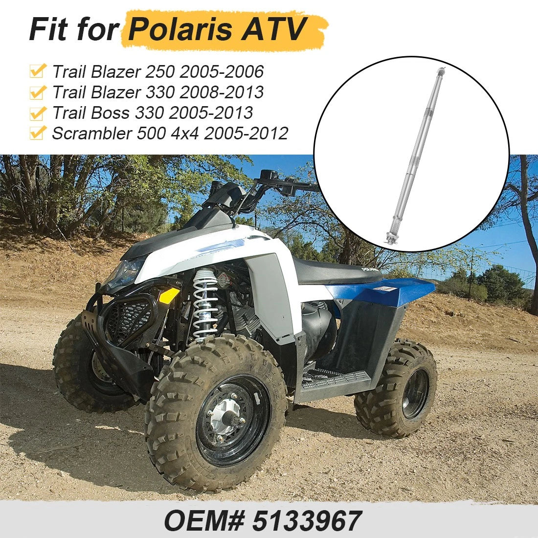 Rear Axle Shaft for Polaris Trail Boss 330 (2005–2013)
