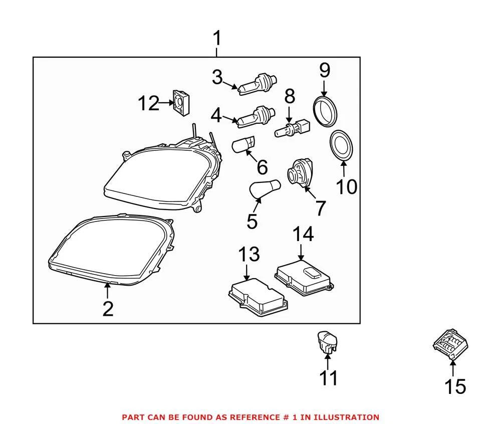 Front Passenger Right Headlight Assembly for Mercedes (2000–2006) 1648202459