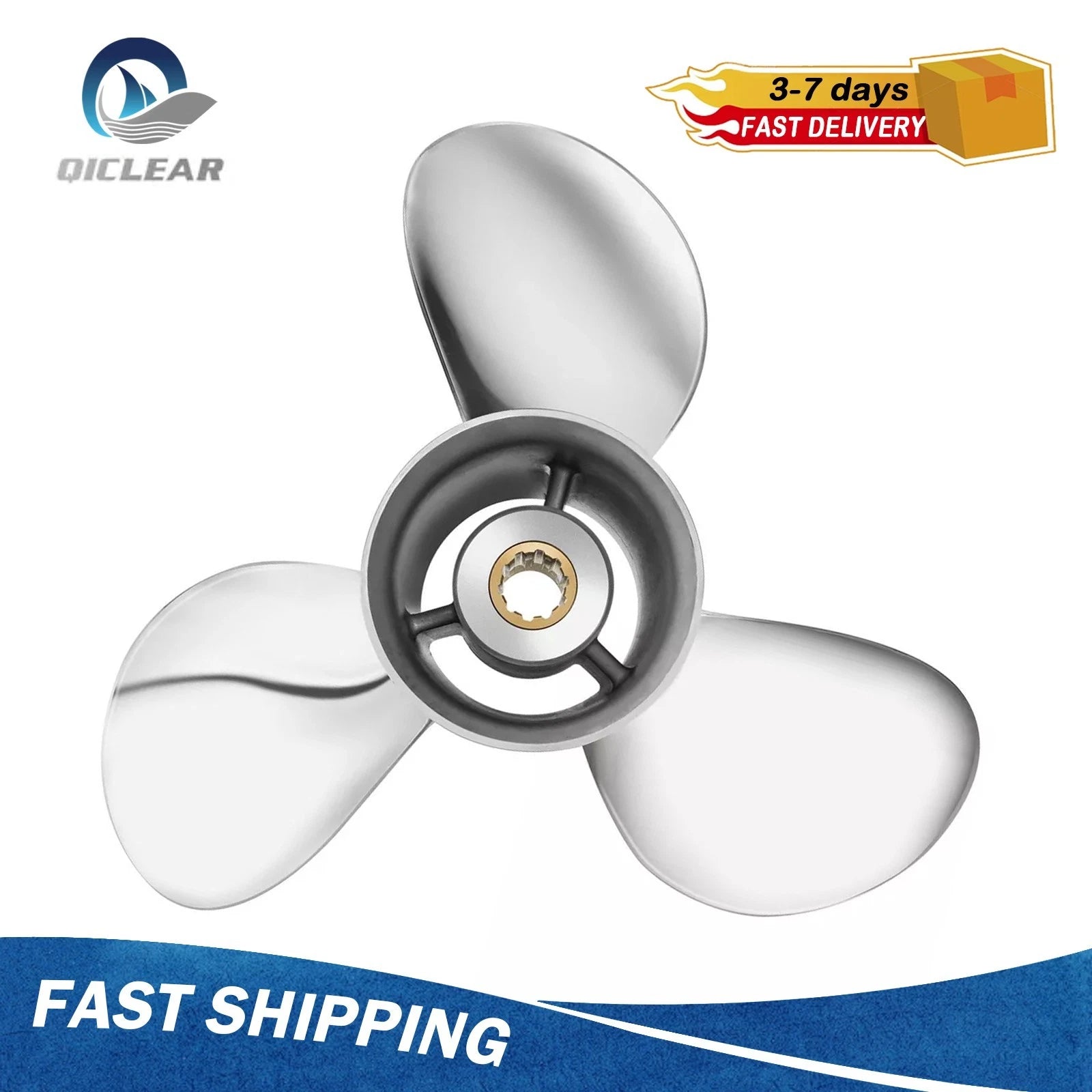 9.9 x 11 Stainless Steel Outboard Propeller for Tohatsu 25 30HP (10 Tooth RH)