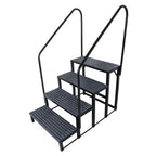 Set of 2 RV Steps with Handrails and Step Mat (660 lbs Load Capacity)