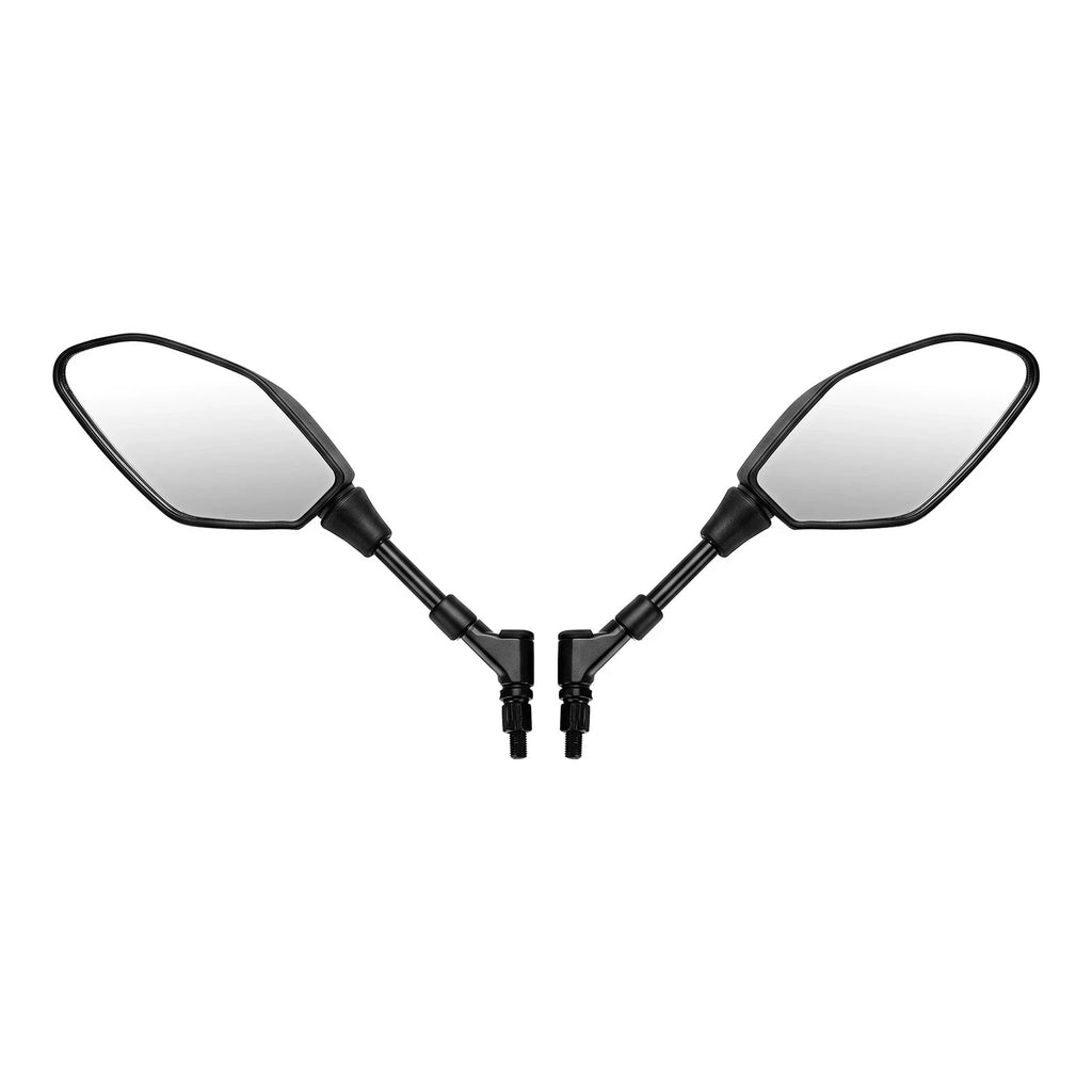 Set of 2 Black 10mm Universal Motorcycle Rearview Side Mirrors for Honda Kawasaki