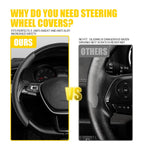 2PCS Black Carbon Fiber Steering Wheel Booster Cover Non-Slip