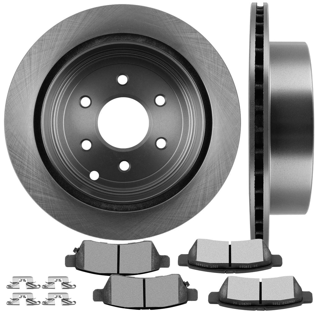 Rear Brake Rotors and Ceramic Pads for Nissan Xterra, Frontier (2005–2019)