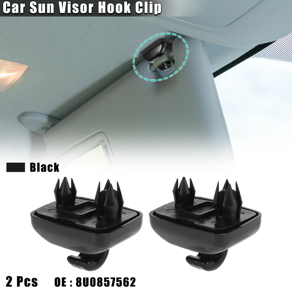 2X Black Sun Visor Hook Clip Retainer 8U0857562 for Audi RS4 (2007–2008)
