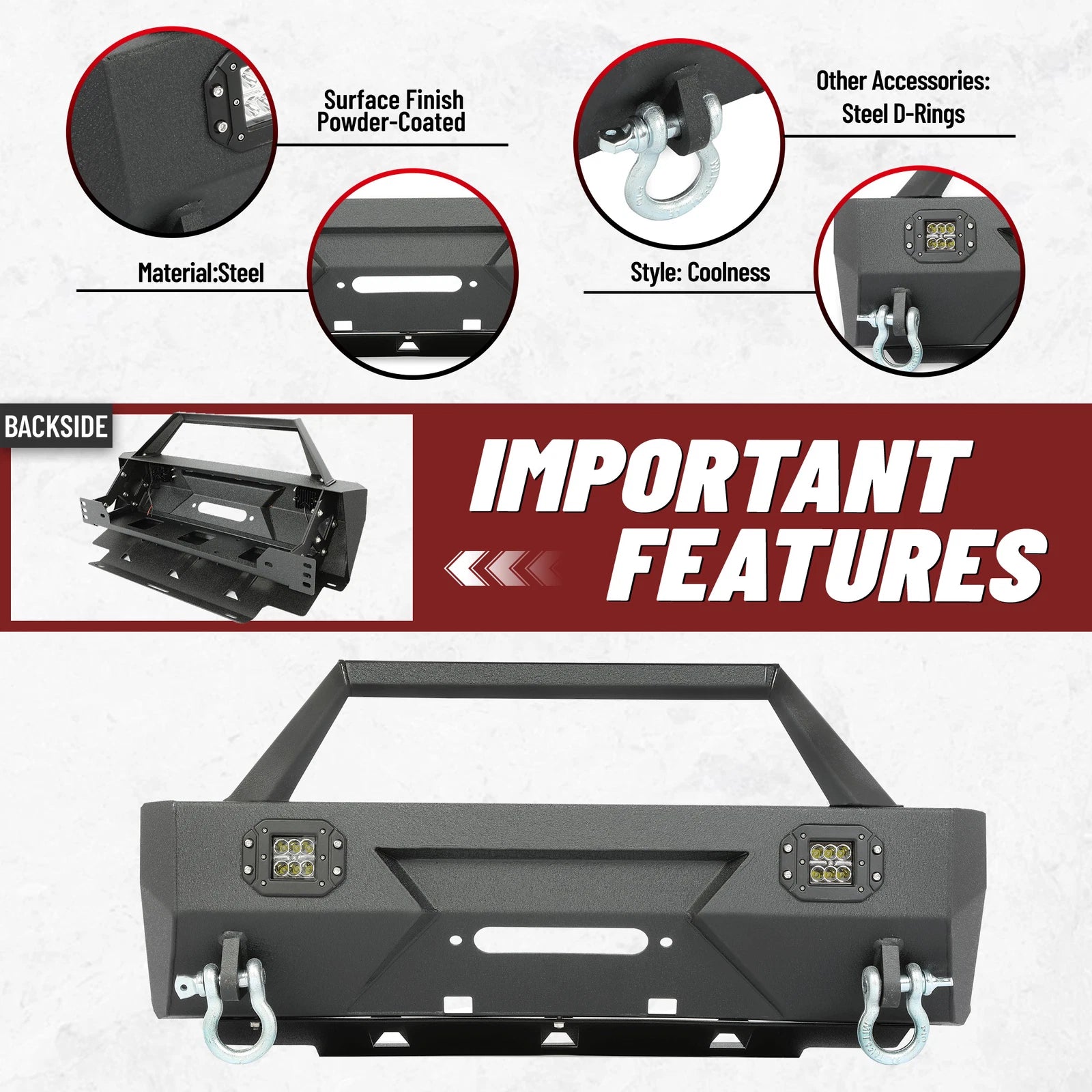 Front Bumper with LED Lights for Toyota 4Runner (2010–2022)