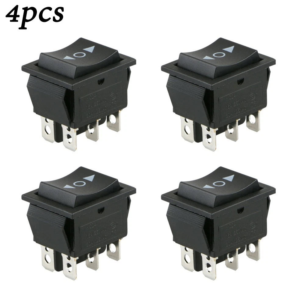 Set of 4 Rocker Switches 12V 6Pin Black Button for DPDT