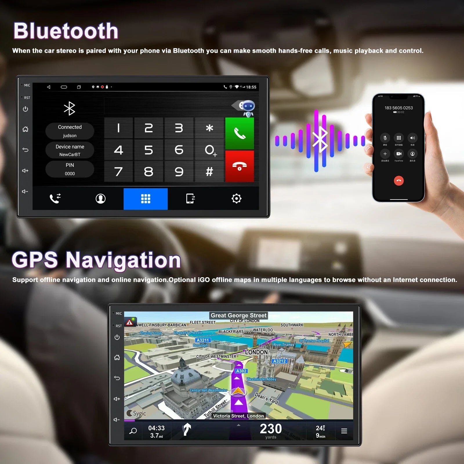 Wireless CarPlay Android Auto Head Unit for Toyota Prado (1996-2002)
