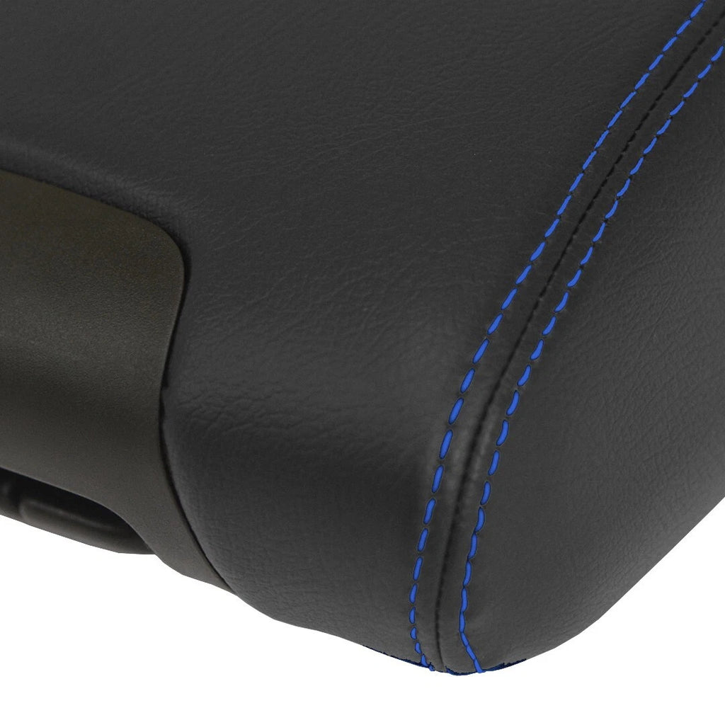 Leather Console Armrest Cover for Jeep Wrangler (2011–2017) Blue Stitch