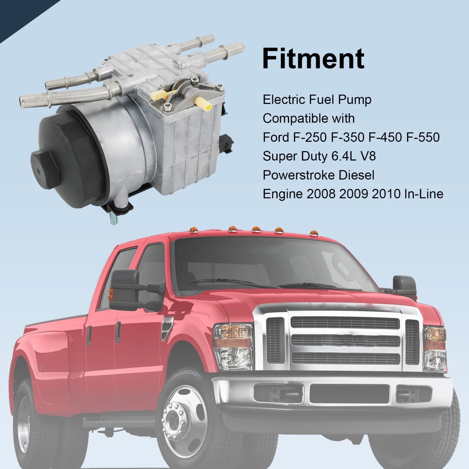 In-Line Diesel Fuel Pump & Filter for Ford F-250 F-450 F-350 (2008–2010)
