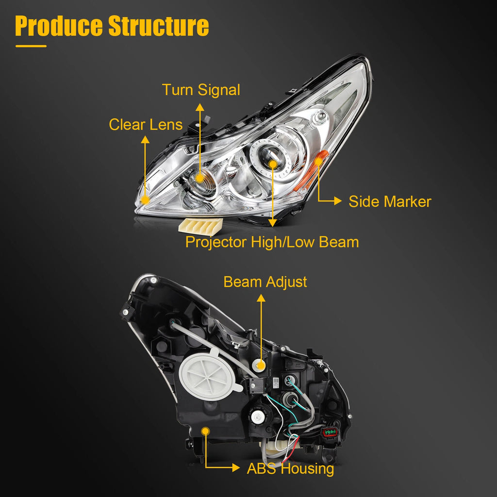 Left Side Halogen Headlight with Projector for Infiniti G37, G25