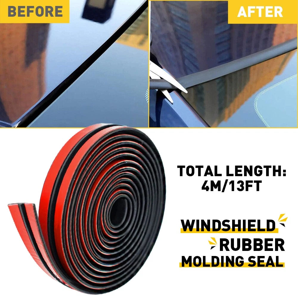 Set of 4 Rubber Seal Strips for Car Windshield (Universal Fit)