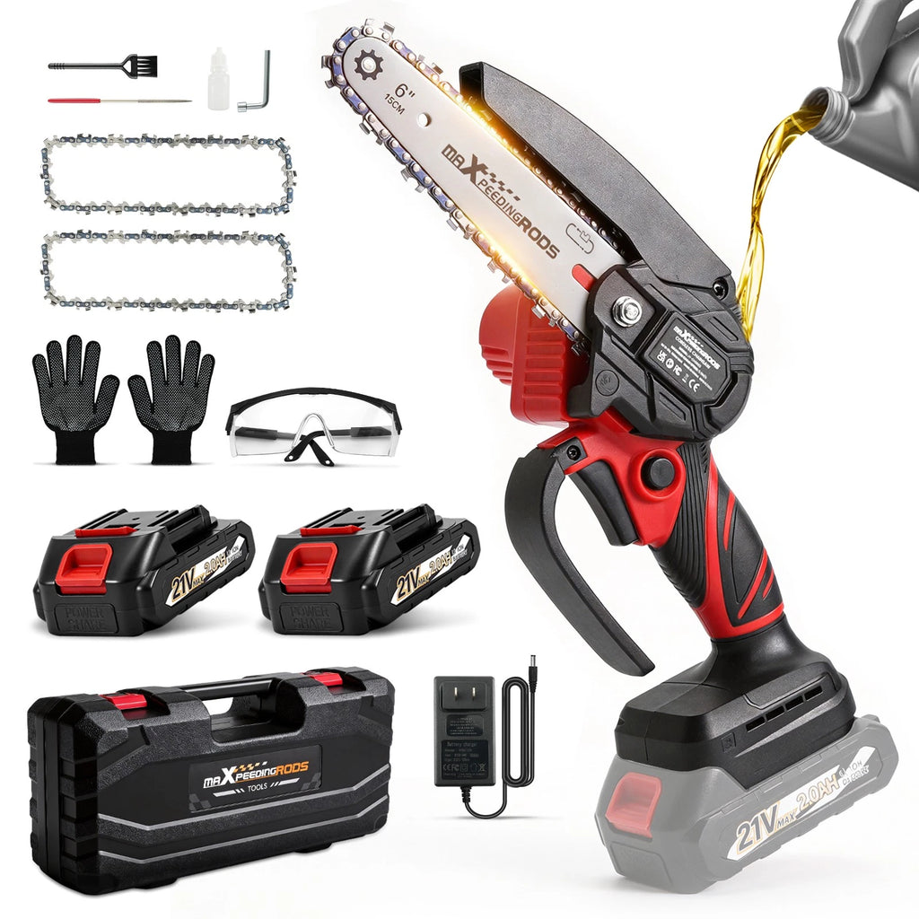 2X 21V Batteries & 3 Chains for Mini Chainsaw (Portable Wood Pruning Kit)