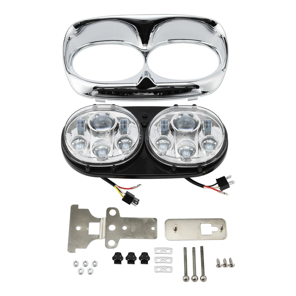 5-3/4" Dual LED Headlight Assembly for Harley Touring Road Glide (1998–2013)