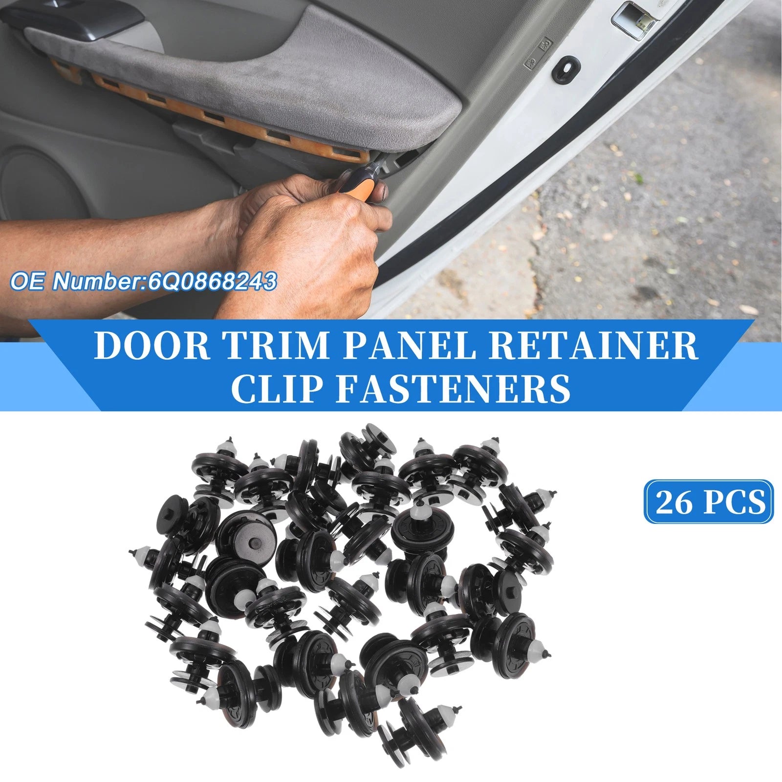 26 Pcs Door Panel Trim Retainer Clips for Audi TT Quattro (2008–2015) Nylon Black