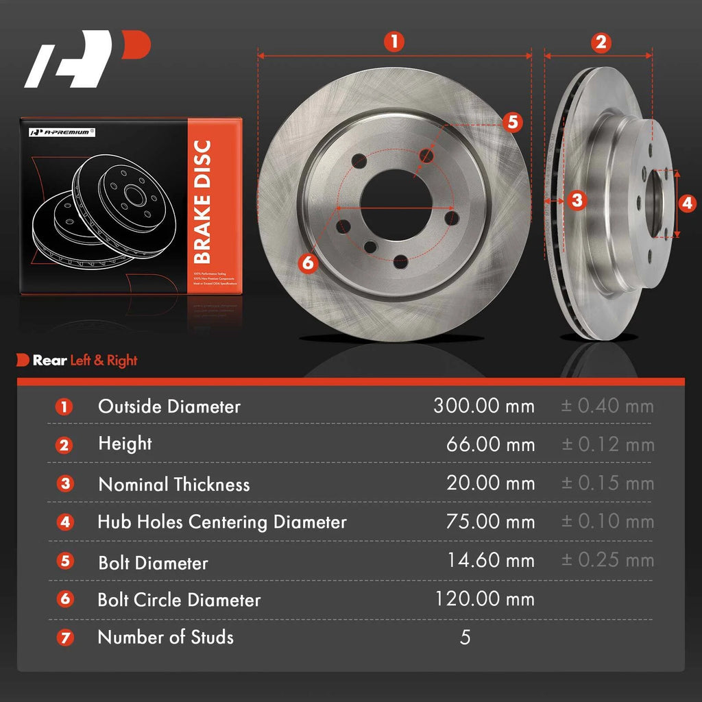 2x Rear Disc Brake Rotors for BMW 328i 325xi E90 (2007–2011)