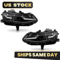 Set of 2 LED Headlights for Chevy Camaro LS/LT (2019–2024) Black w/ Bulbs