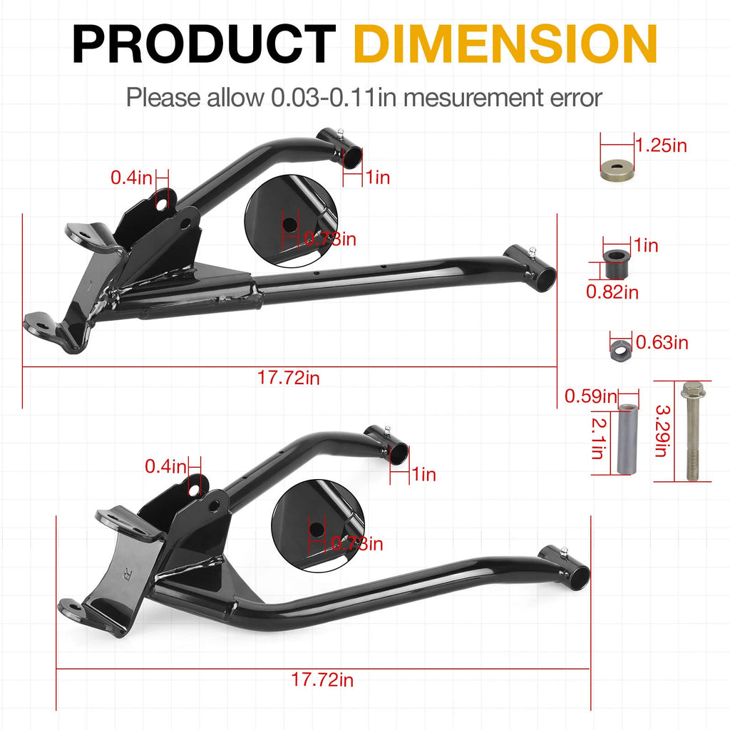 Set of 2 Front Control A-Arms & Bushings for Polaris RZR 170 (2009–2021)