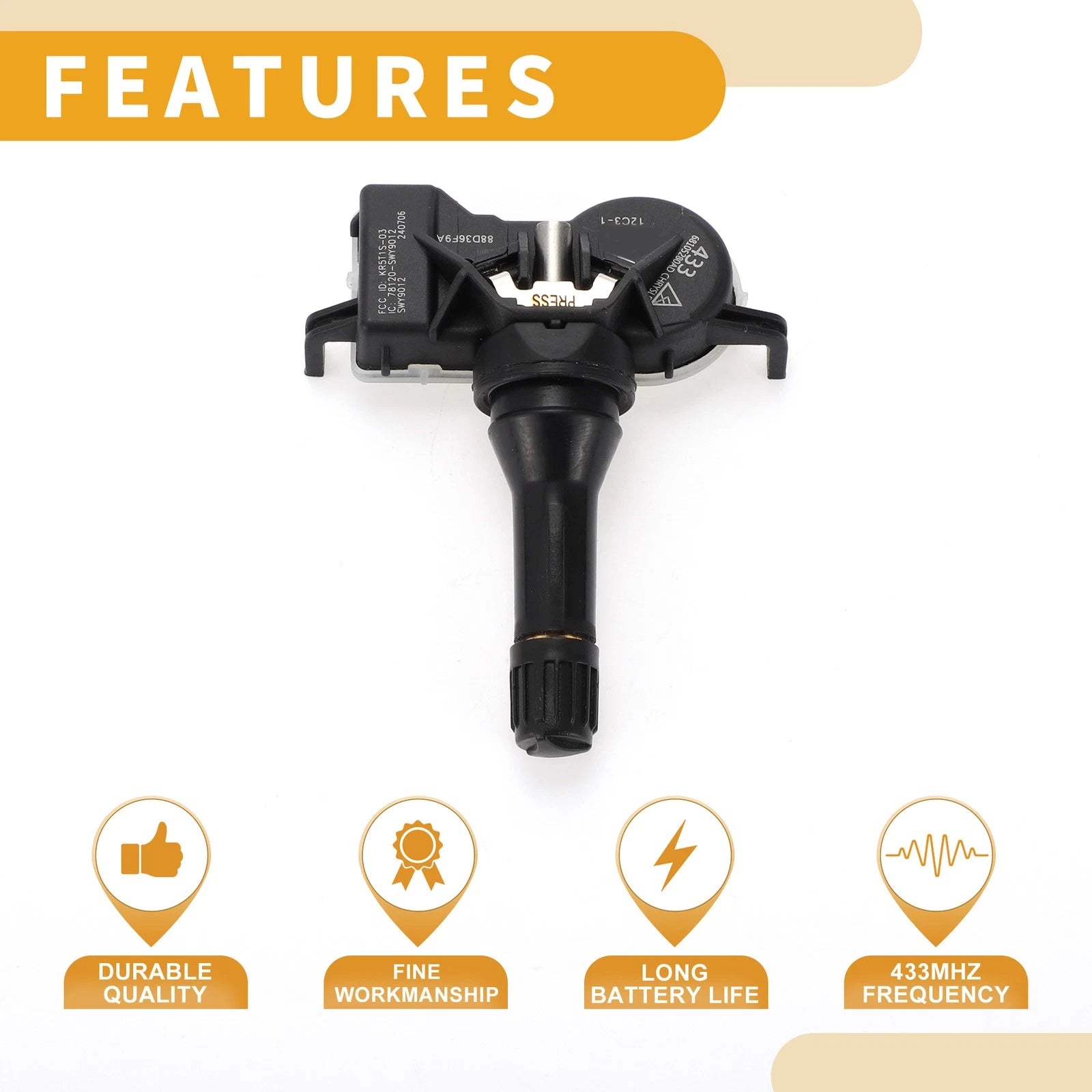 Tire Pressure Sensor for Dodge Dart (2013–2016) No.68105280AD TPMS 433MHz