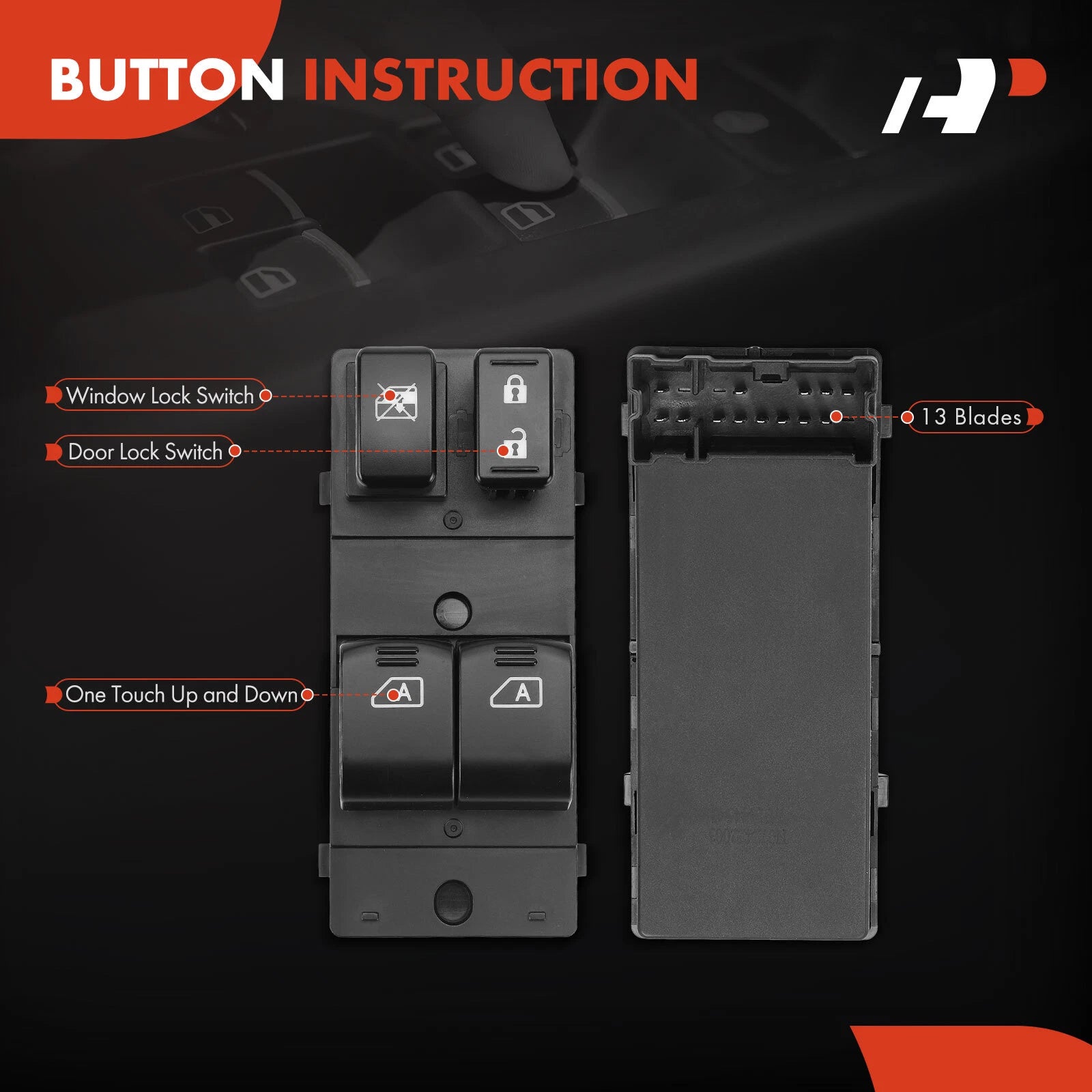 Front Left Power Window Switch for Nissan 370Z (2010-2019)
