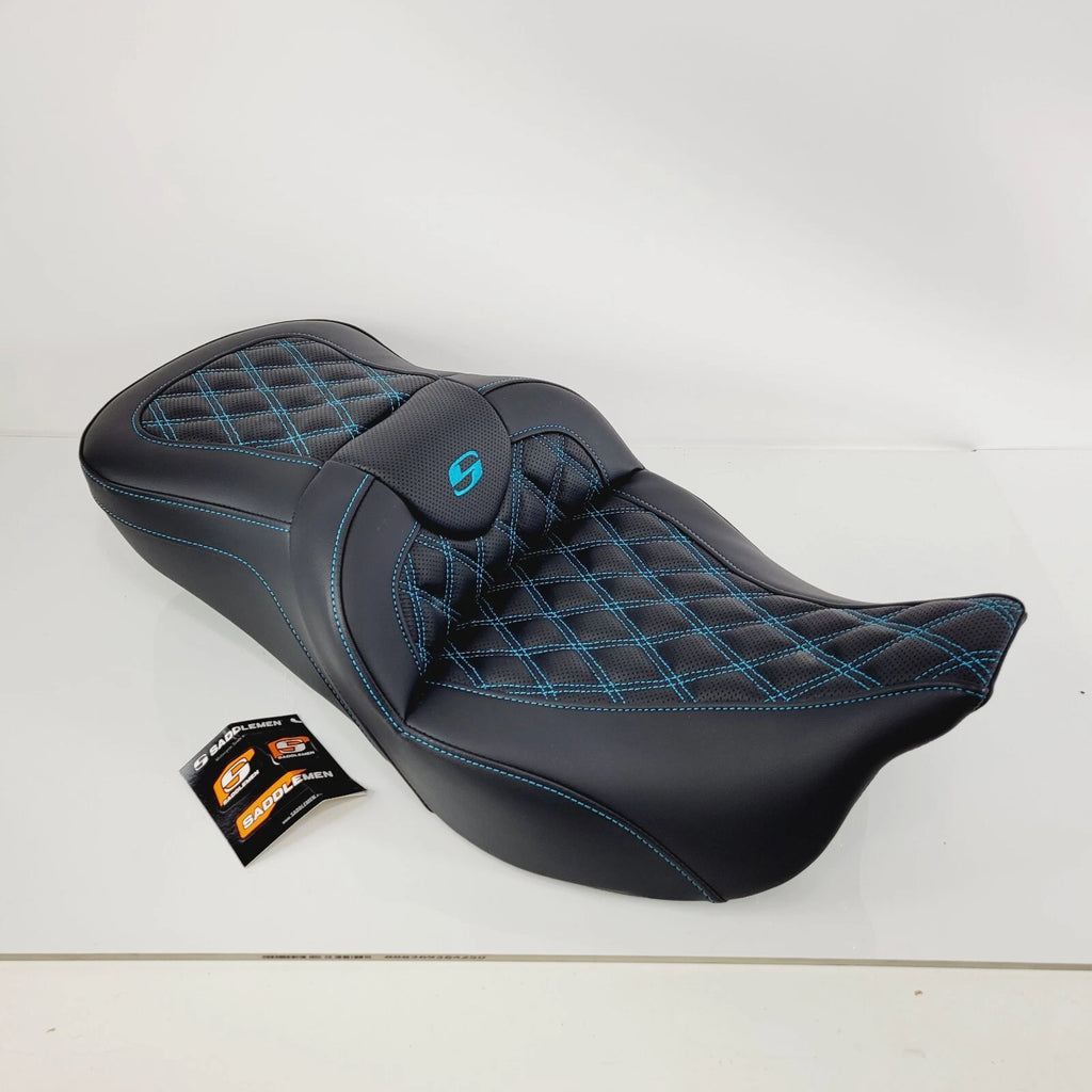 Saddlemen Roadsofa Seat for Harley-Davidson Touring (2008–2023) - Teal Lattice Stitch