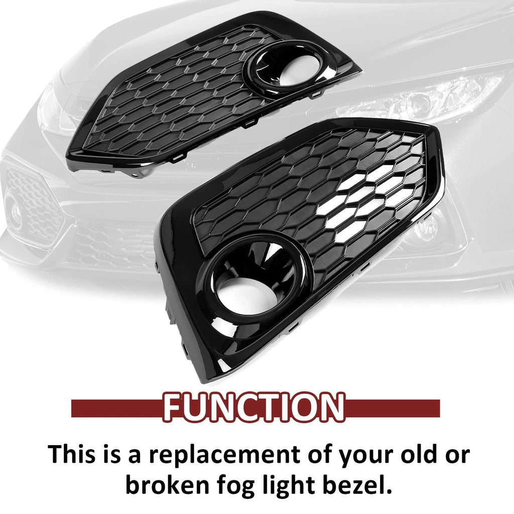 Fog Light Trim Bezel Covers for Honda Civic Hatchback (2017–2019)