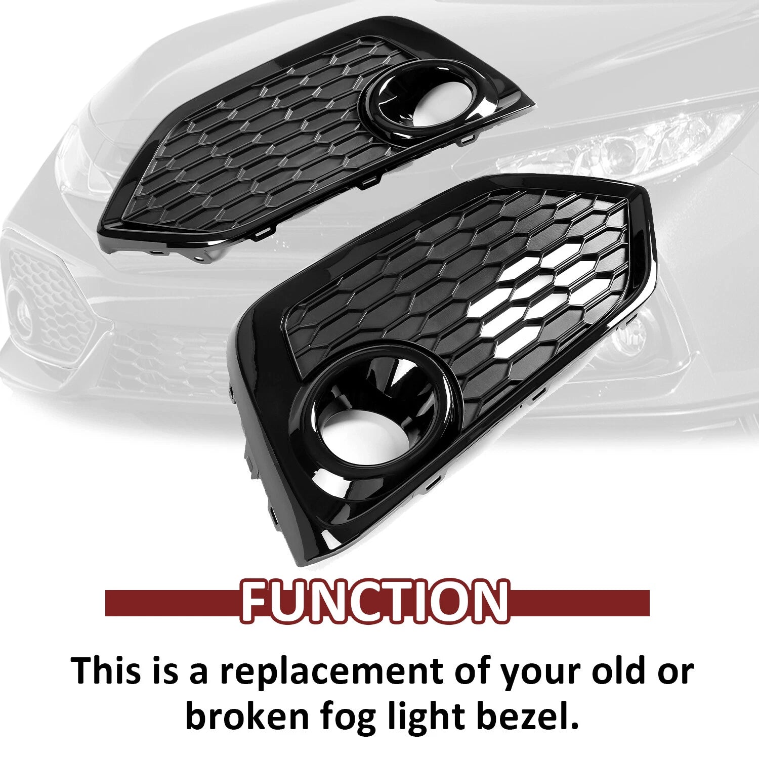 Fog Light Trim Bezel Covers for Honda Civic Hatchback (2017–2019)