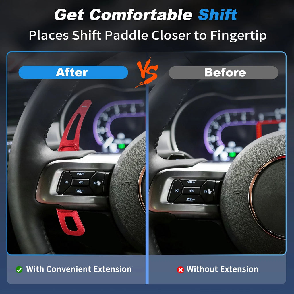 2X Steering Wheel Shift Paddle Extension for Ford Mustang (2024–2026)