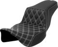 SADDLEMEN Step-Up Seat for Harley Davidson (2014–2023) - Extended Reach, Lattice Stitch