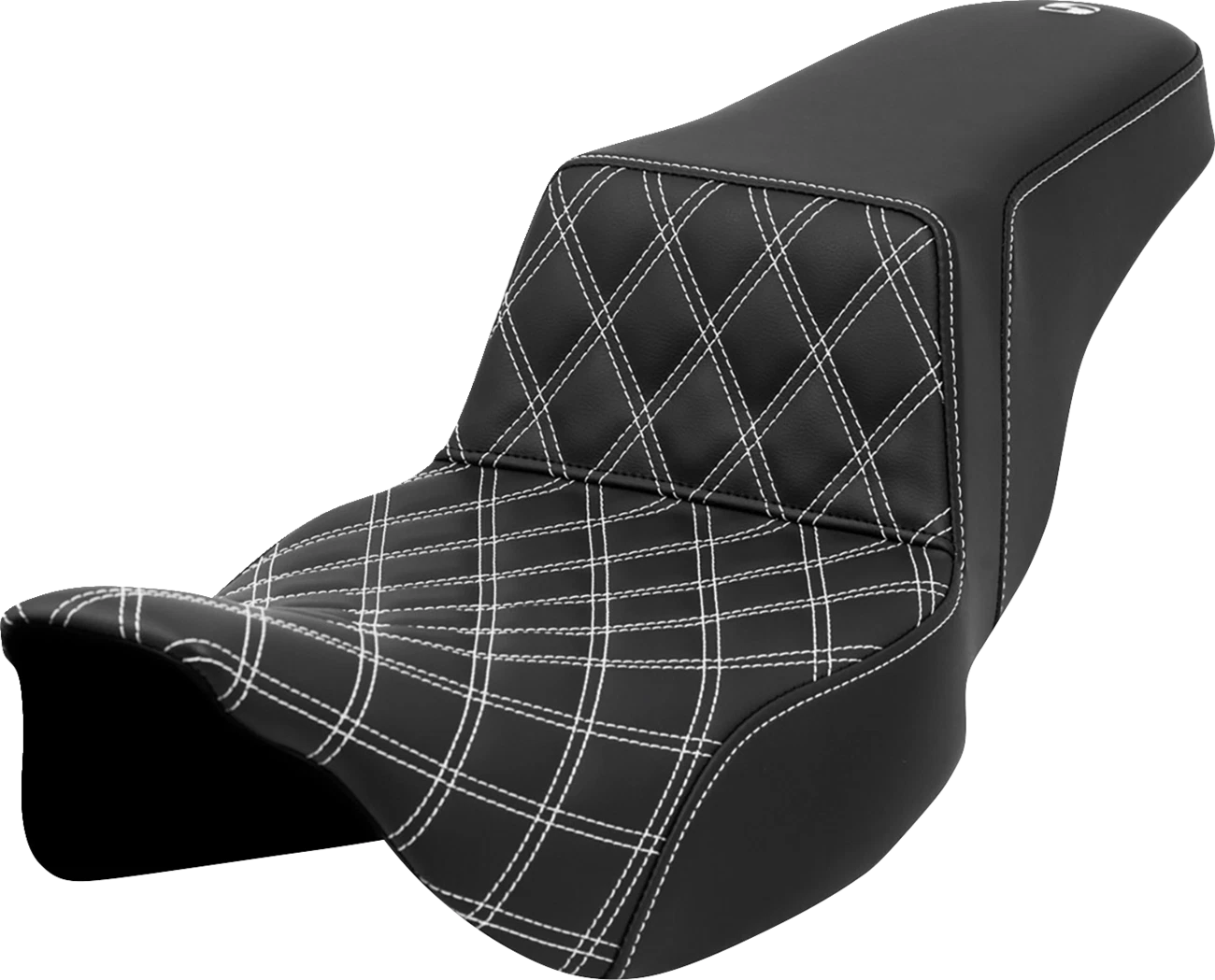 SADDLEMEN Step-Up Seat for Harley Davidson (2014–2023) - Extended Reach, Lattice Stitch
