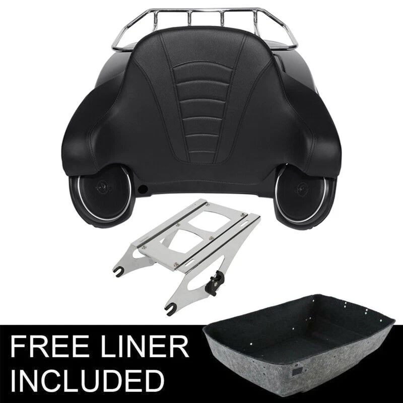 Matte Black Trunk Backrest Rail Speakers Rack for Harley Touring (2014–2026)