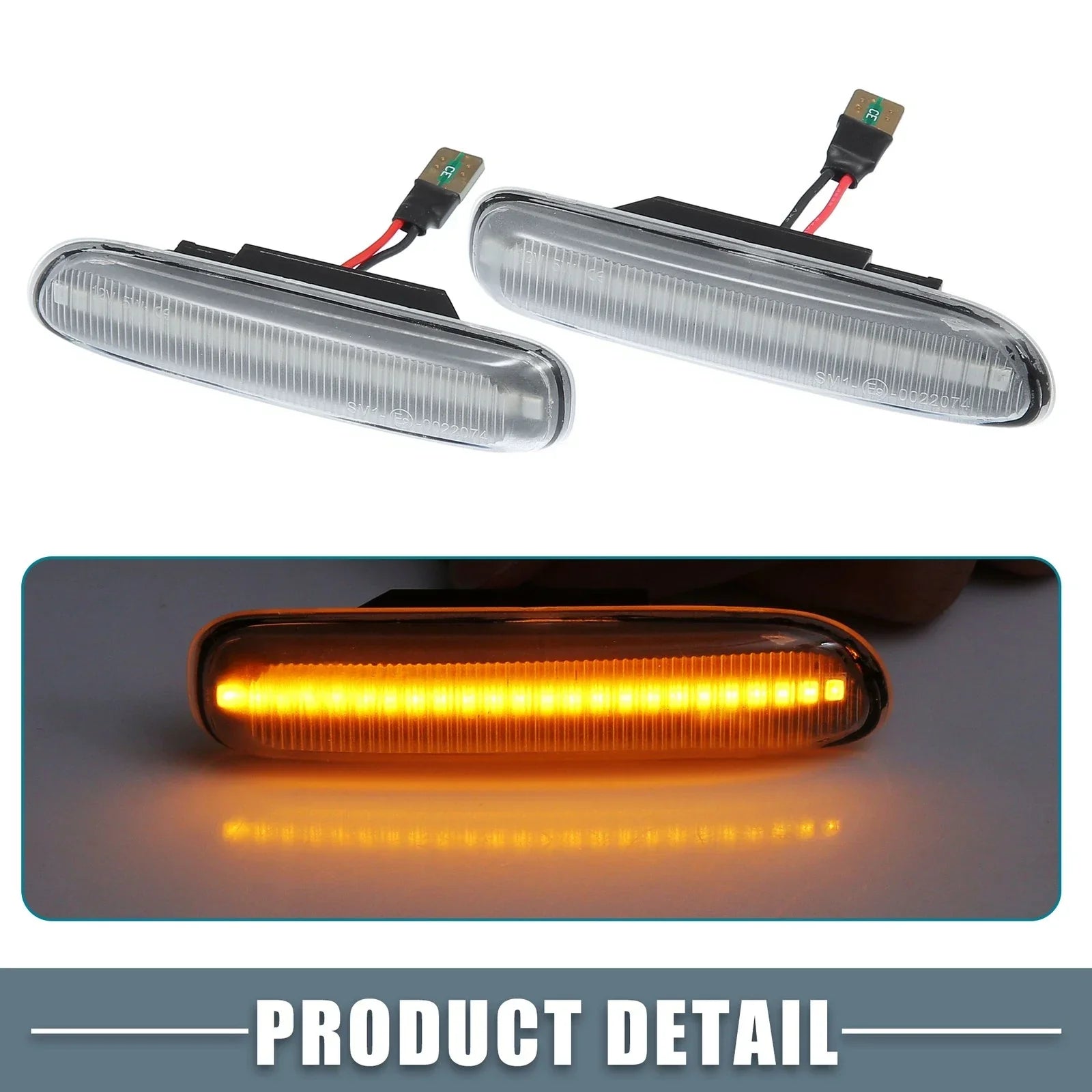 Pair LED Side Marker Amber Light for BMW 325i 330i E46 Clear Lens