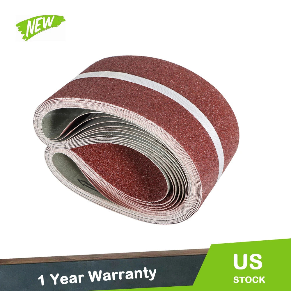 Set of 12 Sanding Belts for Belt Sander (60-400 Grit)