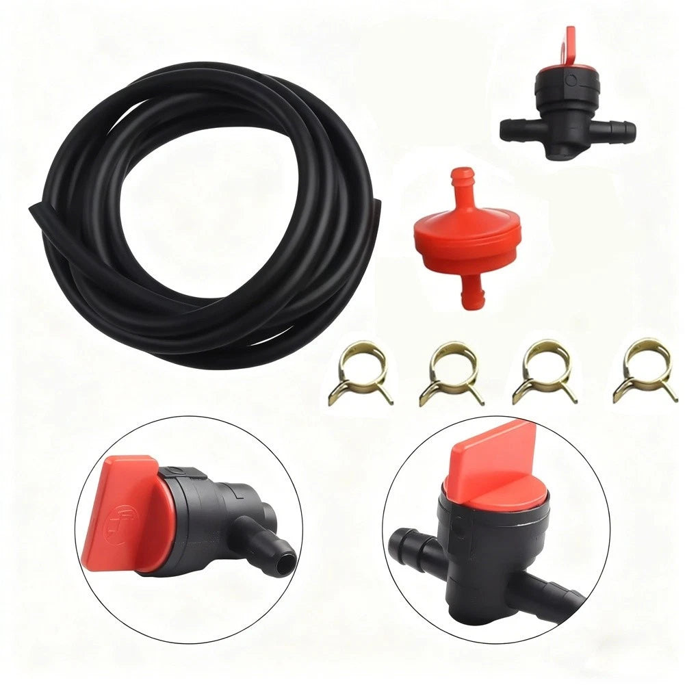 Fuel Line Hose with Inline Filter and Shut Off Valve for Small Engines (14 Inch)