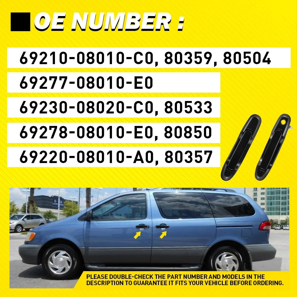Set of 6 Door Handles for Toyota Sienna (1998–2003)