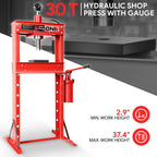 30 Ton Steel Hydraulic Shop Press with Plates H-Frame (66139)