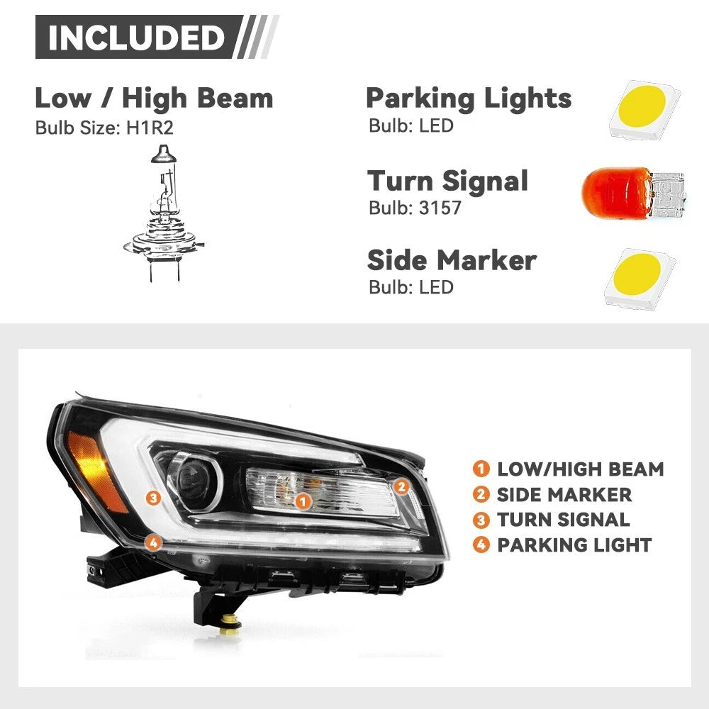 Halogen Headlight with LED DRL for GMC Acadia (2013–2016) Right