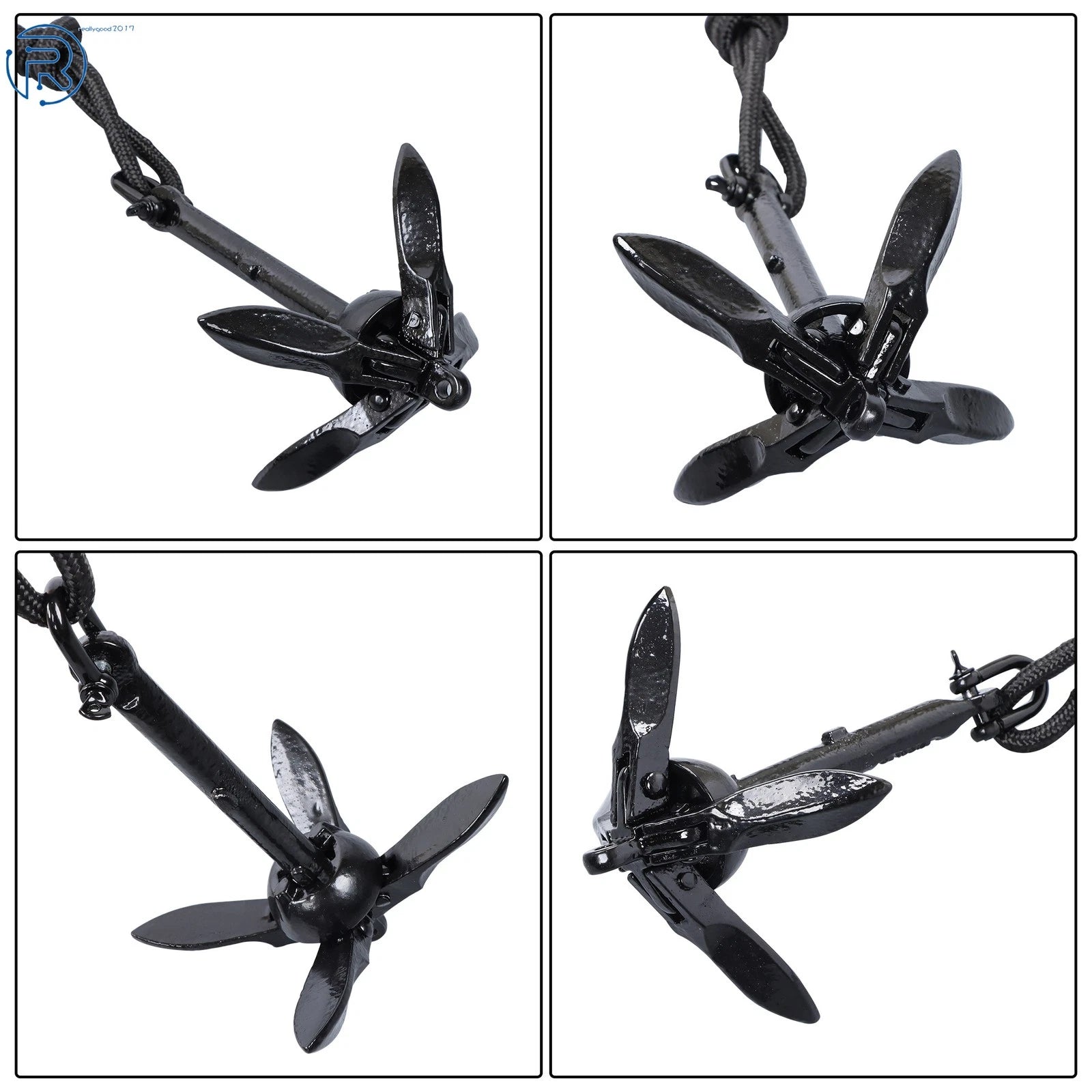 2 Pack Folding Anchor Set for Boat Kayak (Marine)