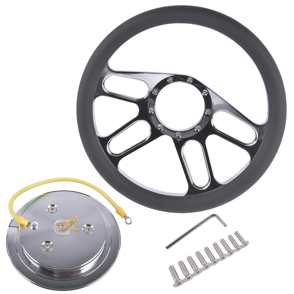 Chrome 14" Half Wrap Steering Wheel for Universal Fit (9 Holes)