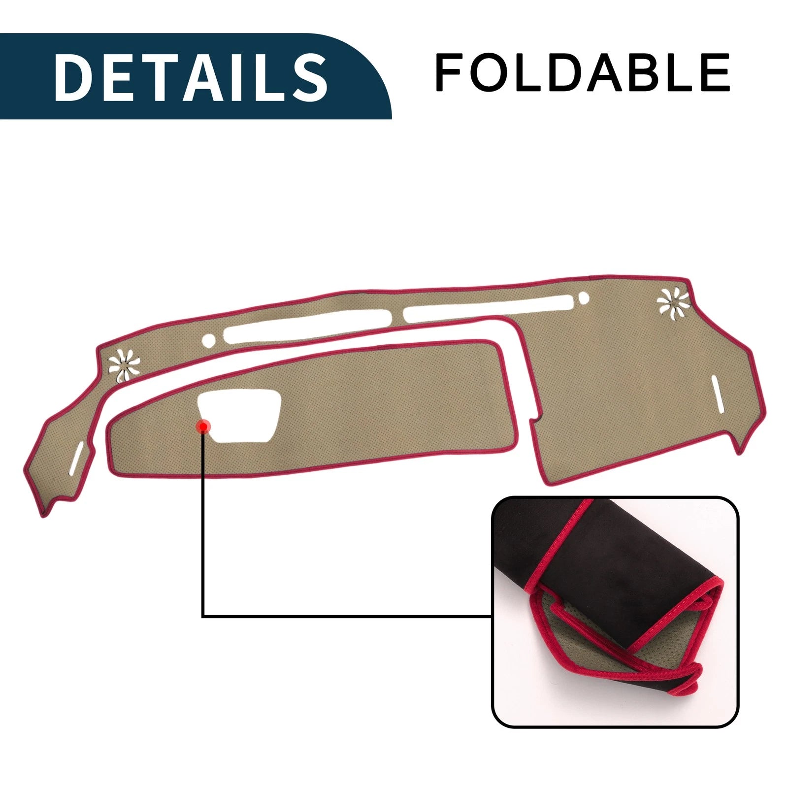 Set of 2 Dashboard Dash Cover Mats for Suzuki WagonR MH35S/55S Black Red