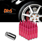 Set of 20 M12X1.5 Pink JDM Conical Hex Wheel Lug Nuts with Spike & Extension