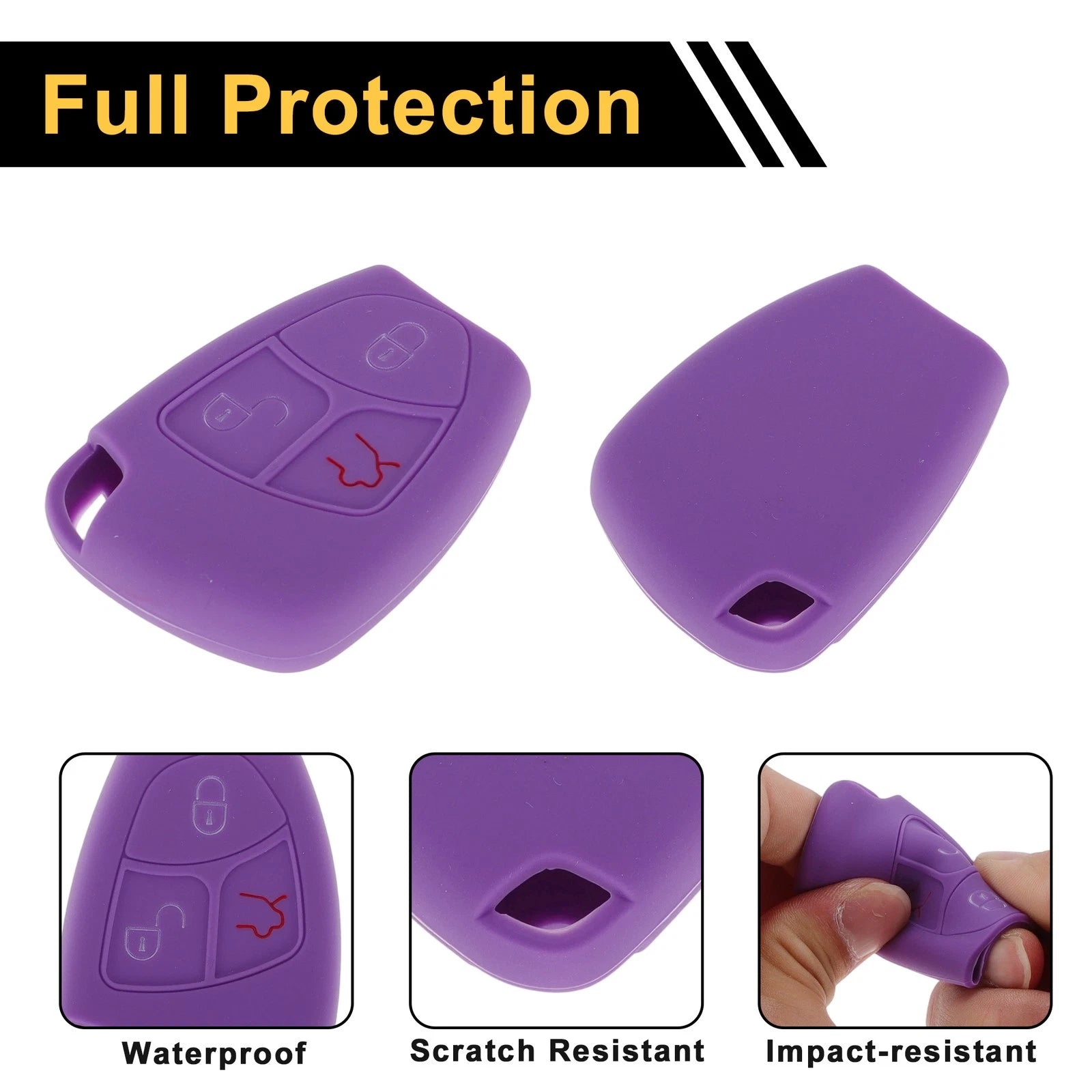 Purple Car Key Case for Mercedes-Benz C-Class (2001–2015) - 3 Buttons