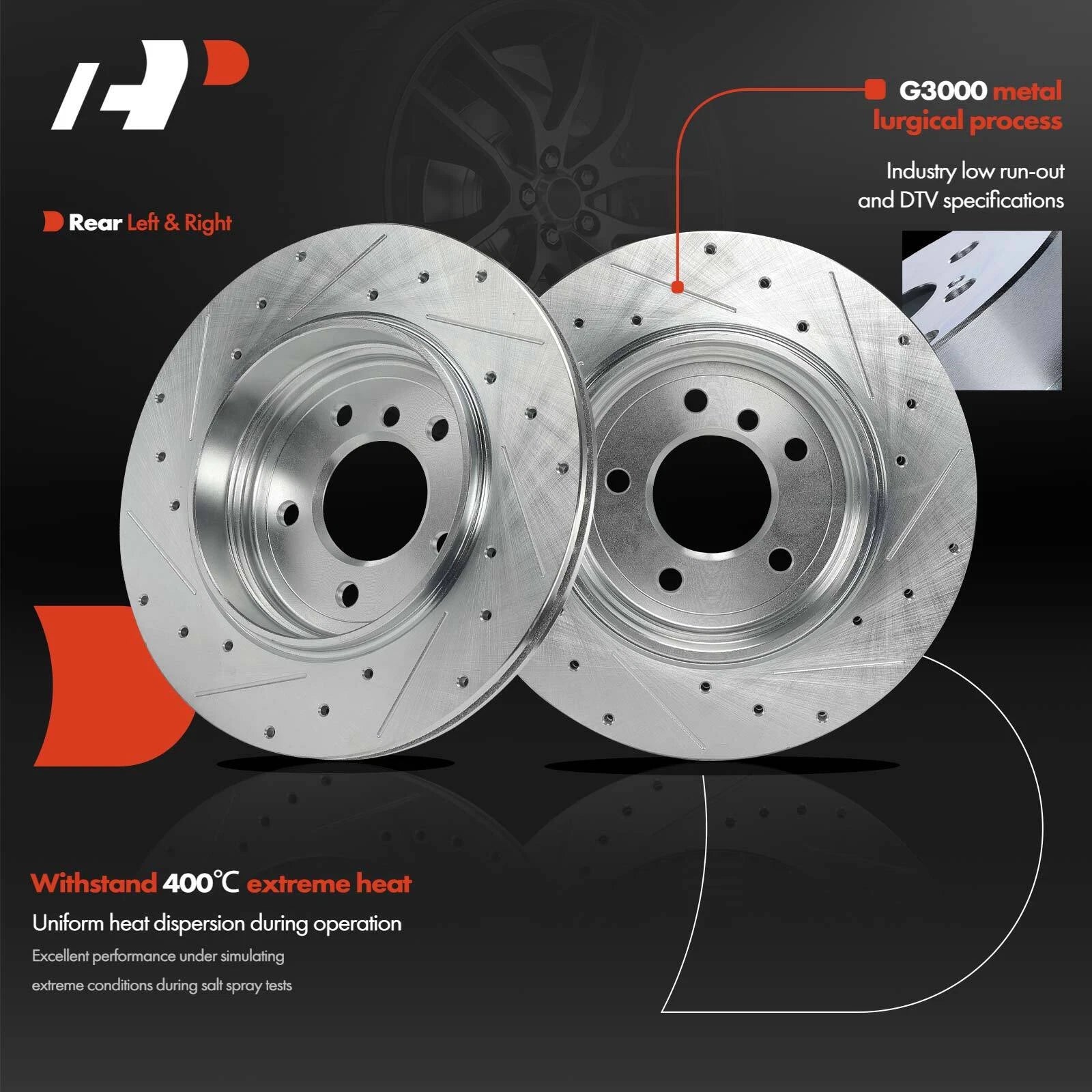 Set of 2 Rear Drilled Brake Rotors & Ceramic Pads for BMW 330Ci 2001–2006