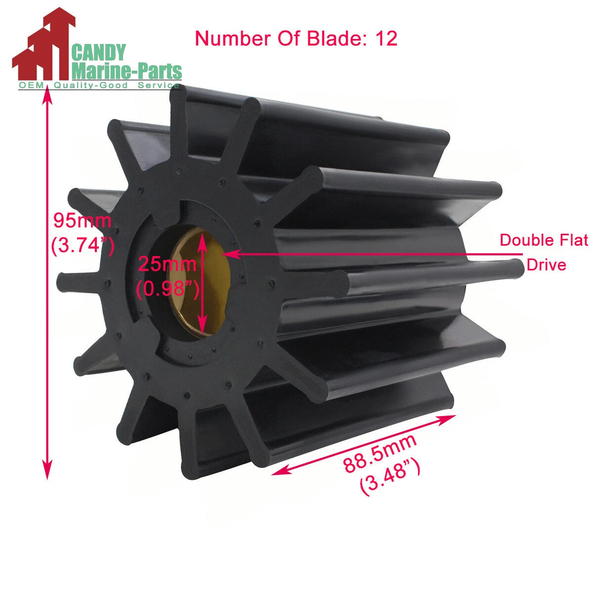 Flexible Impeller for Jabsco 17370-0001, CEF 500152, JMP 8300 (Year Range)