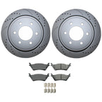 Rear Brake Kit 348mm Drilled Rotors & Akebono ProACT Pads for Ford F-150 (2015–2023)