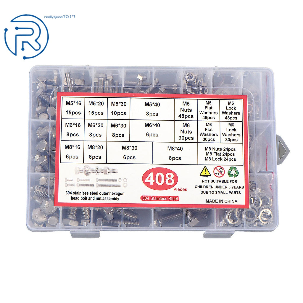 Stainless Steel Bolts and Nuts Kit for Faucet (408 Pack)