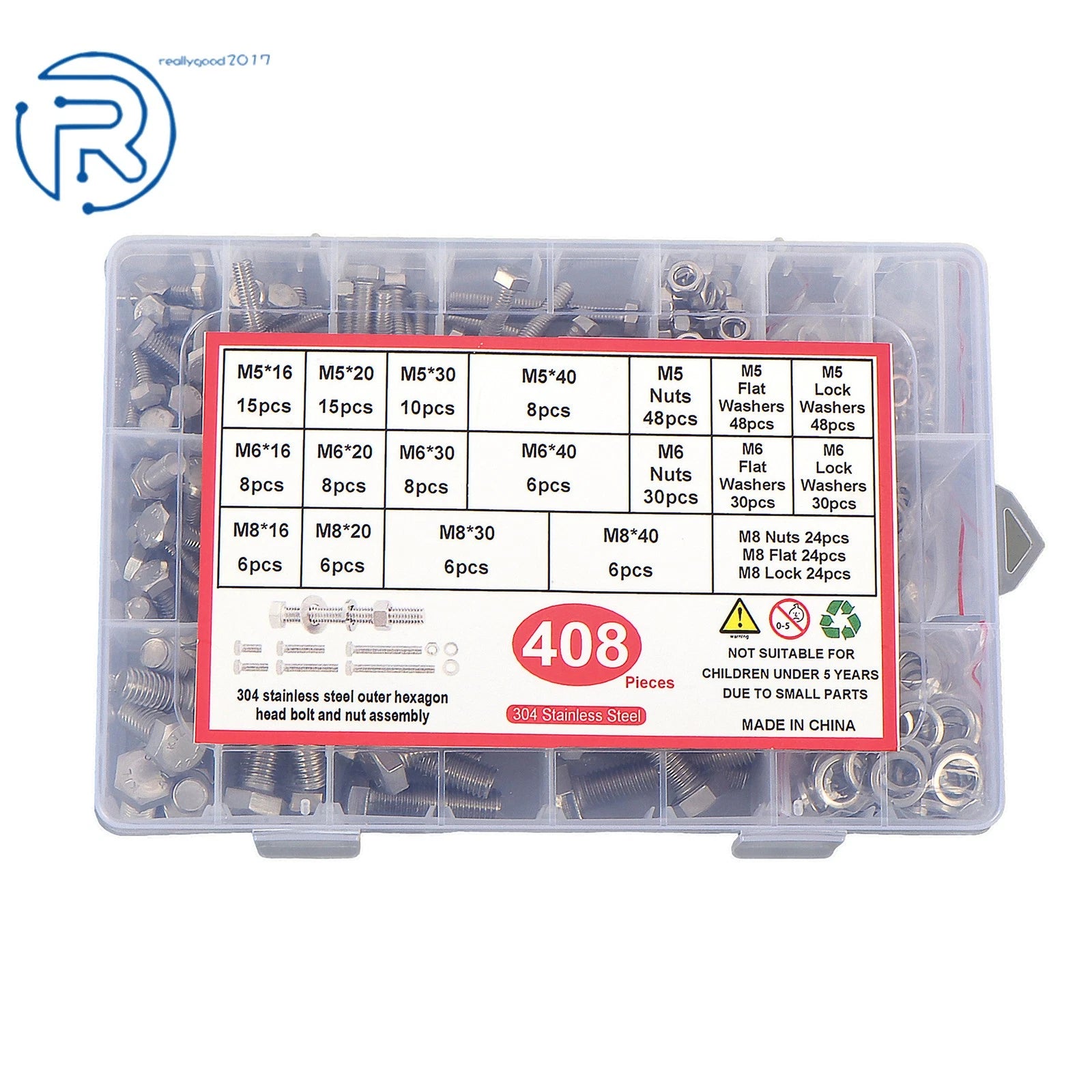 Stainless Steel Bolts and Nuts Kit for Faucet (408 Pack)