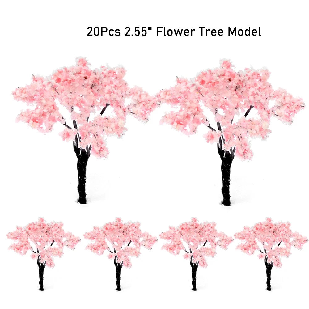 20Pcs Cherry Blossom Model Trees for Train Railroad Scenery (DIY)