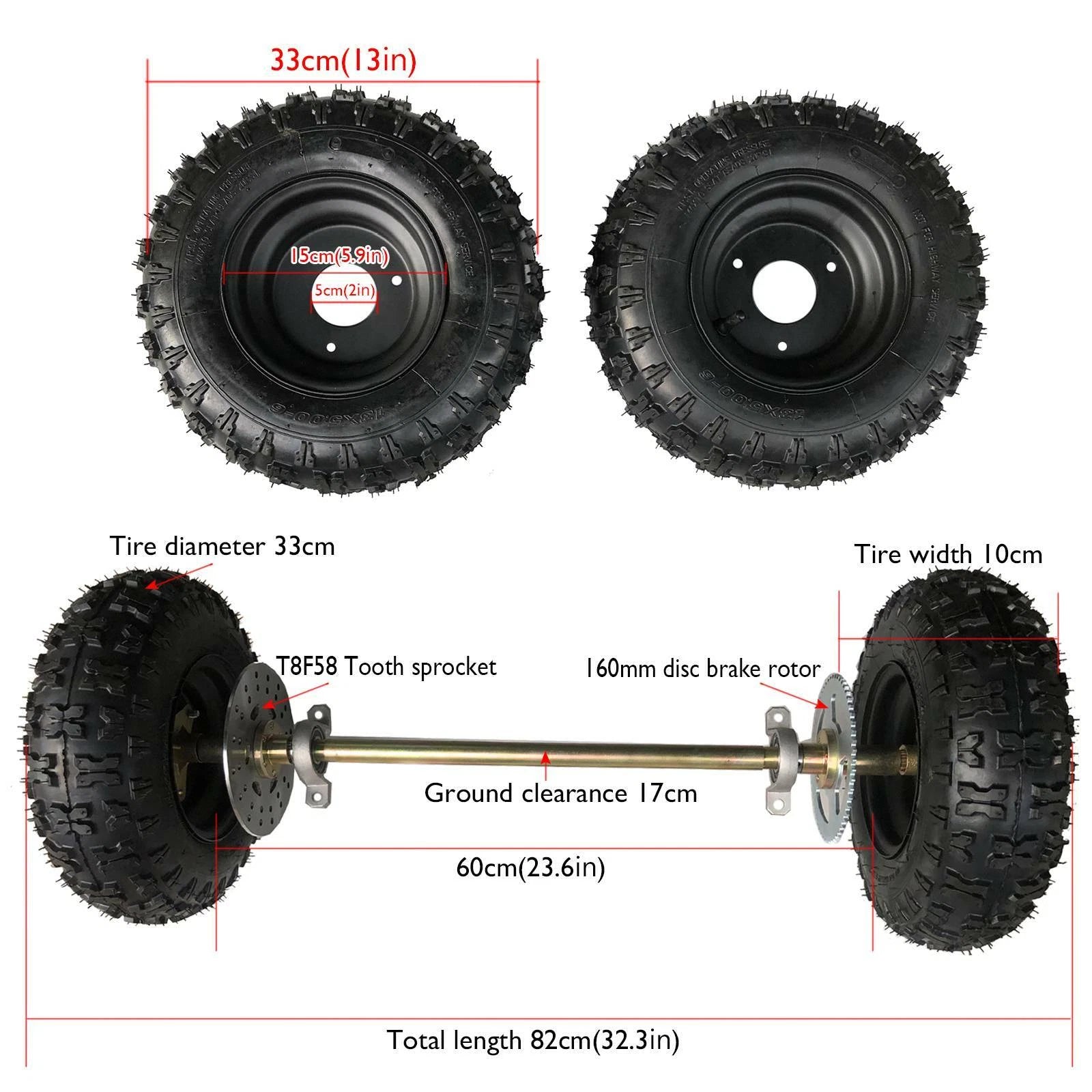 29" Go Kart Rear Live Axle Kit with Brake Assembly & Sprocket for Drift Trike