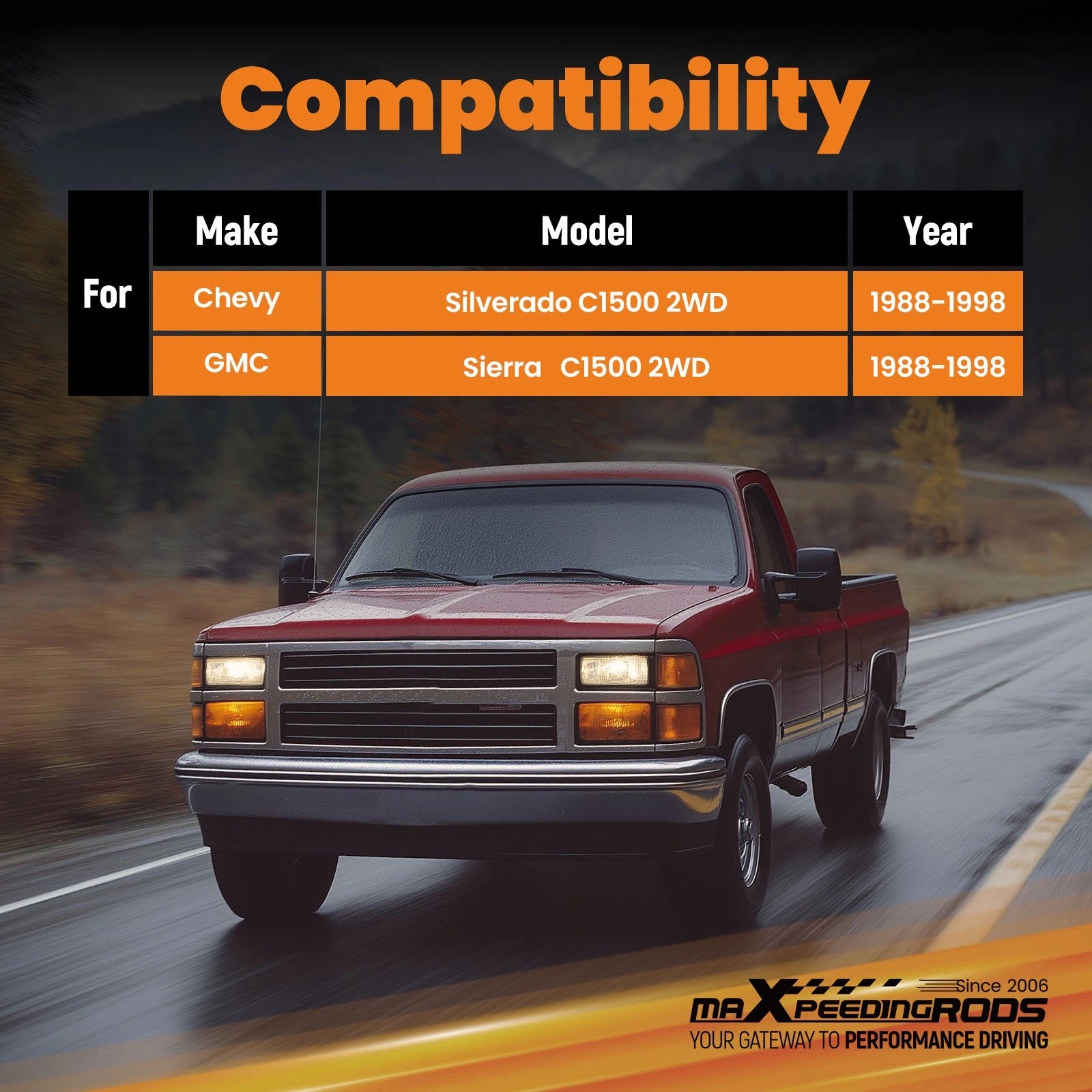6 Inch Rear Drop C Notch & Flip Kit for GMC Sierra C1500 2WD (1988–1998)