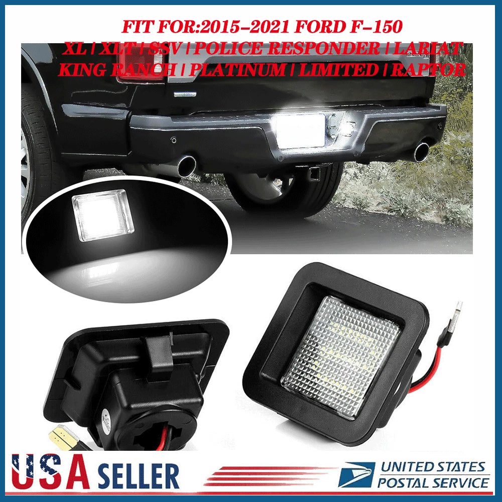 2PC OE-Style License Plate Light Lamp Assembly for Ford F-150 (2015–2022)